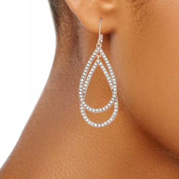 VERA WANG Glamorous Silver/Clear Crystal Layered Teardrop Earrings**NEW! - Picture 2 of 2